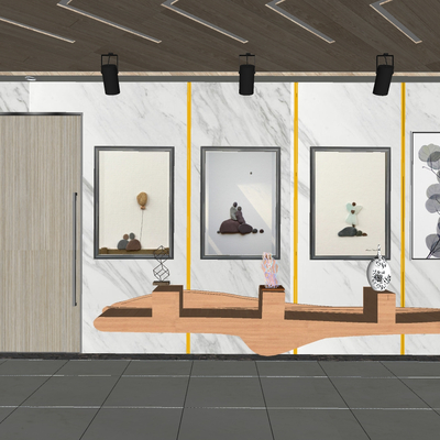  现代画廊展厅su模型 