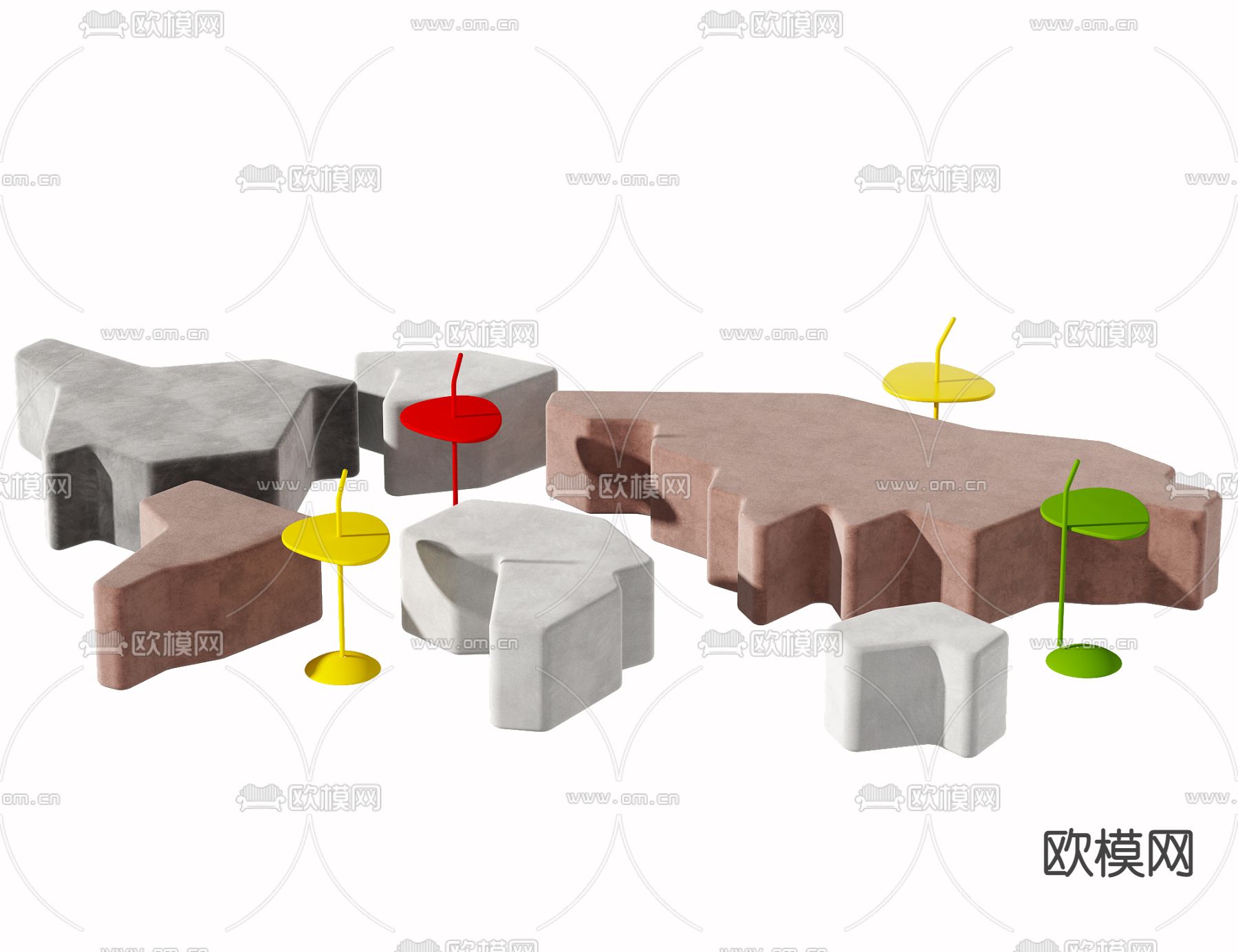 现代异形公共办公沙发3d模型下载