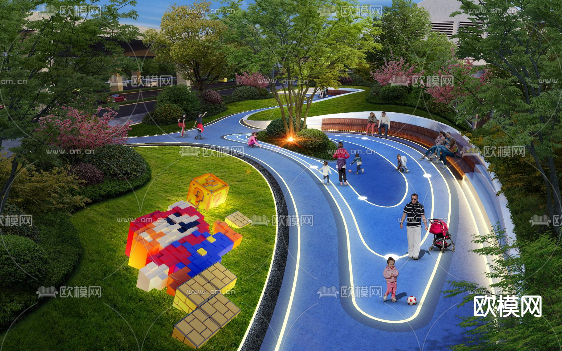 现代亲子公园园林景观psd下载