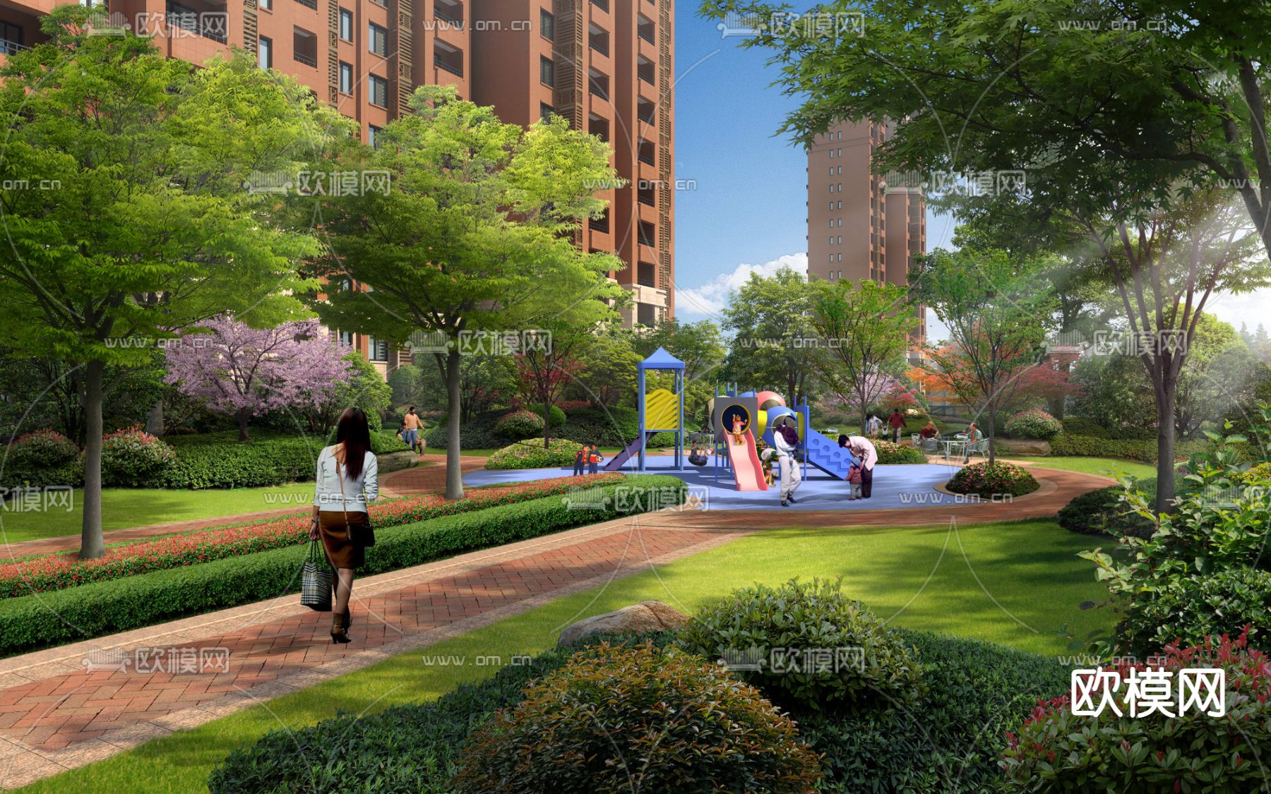 现代亲子公园景观psd下载