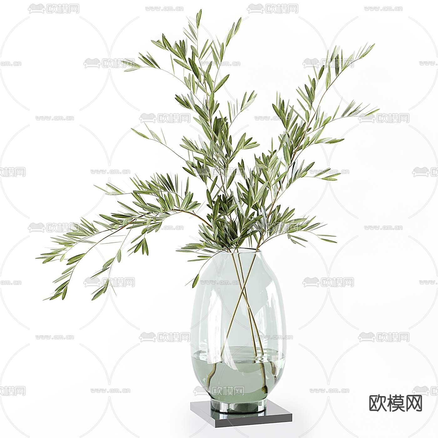 现代水培植物花瓶花艺3d模型下载（渲染图3）