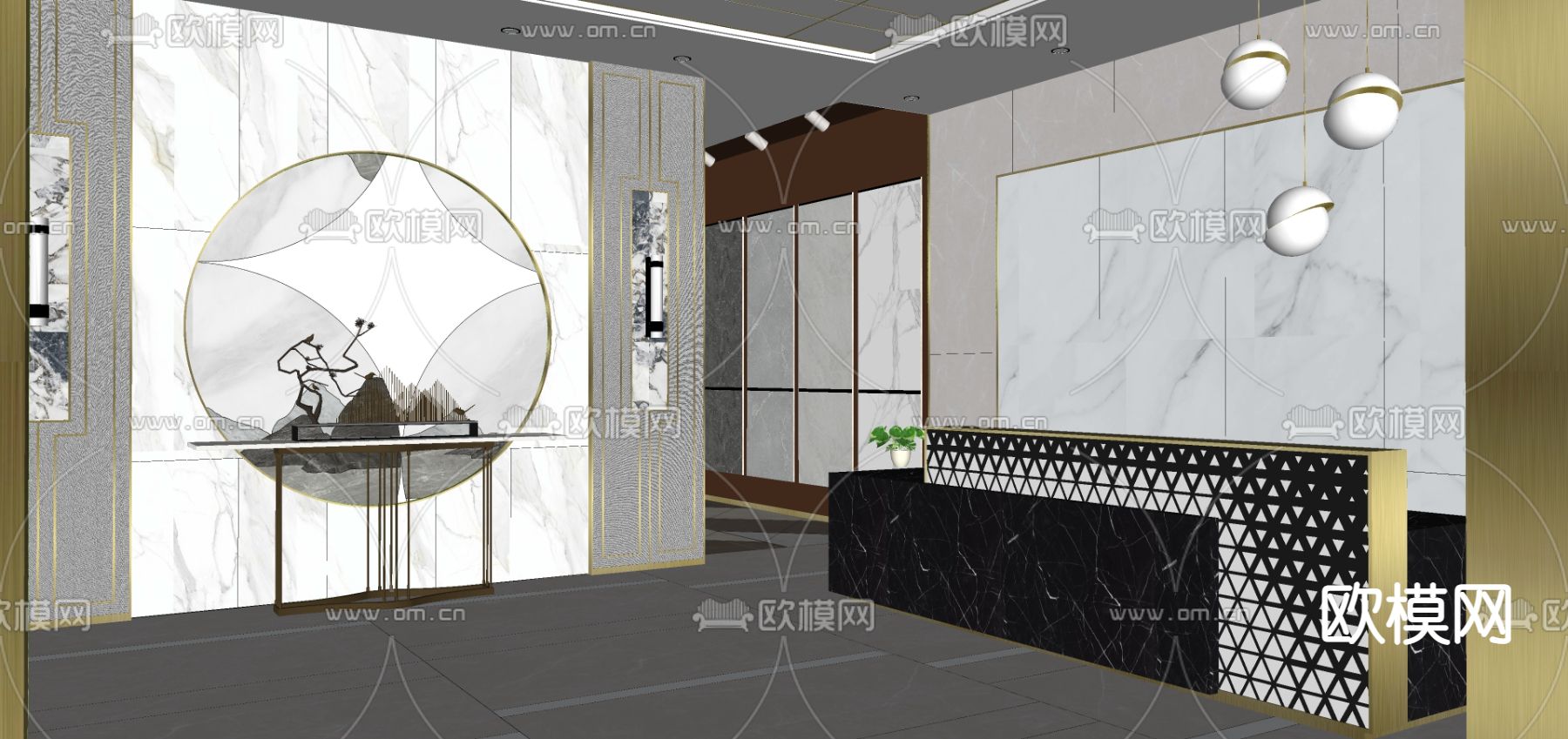 现代瓷砖专卖店su模型下载（渲染图1）