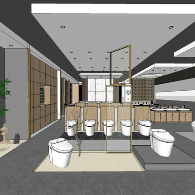  现代卫浴专卖店su模型 