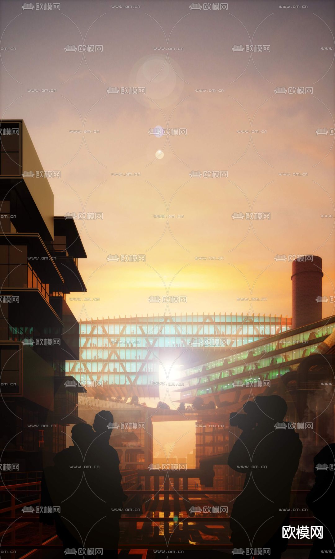 现代钢铁工厂车间3d模型下载