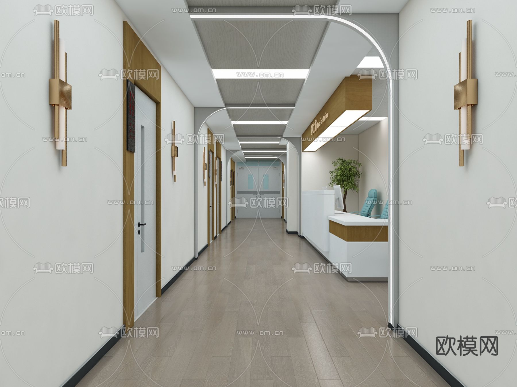 现代医院走廊3d模型下载