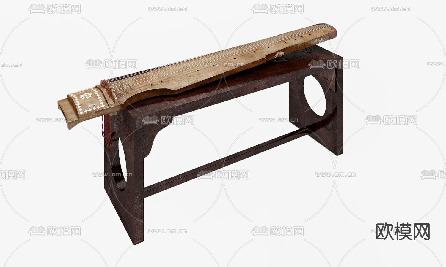 新中式古筝3d模型下载