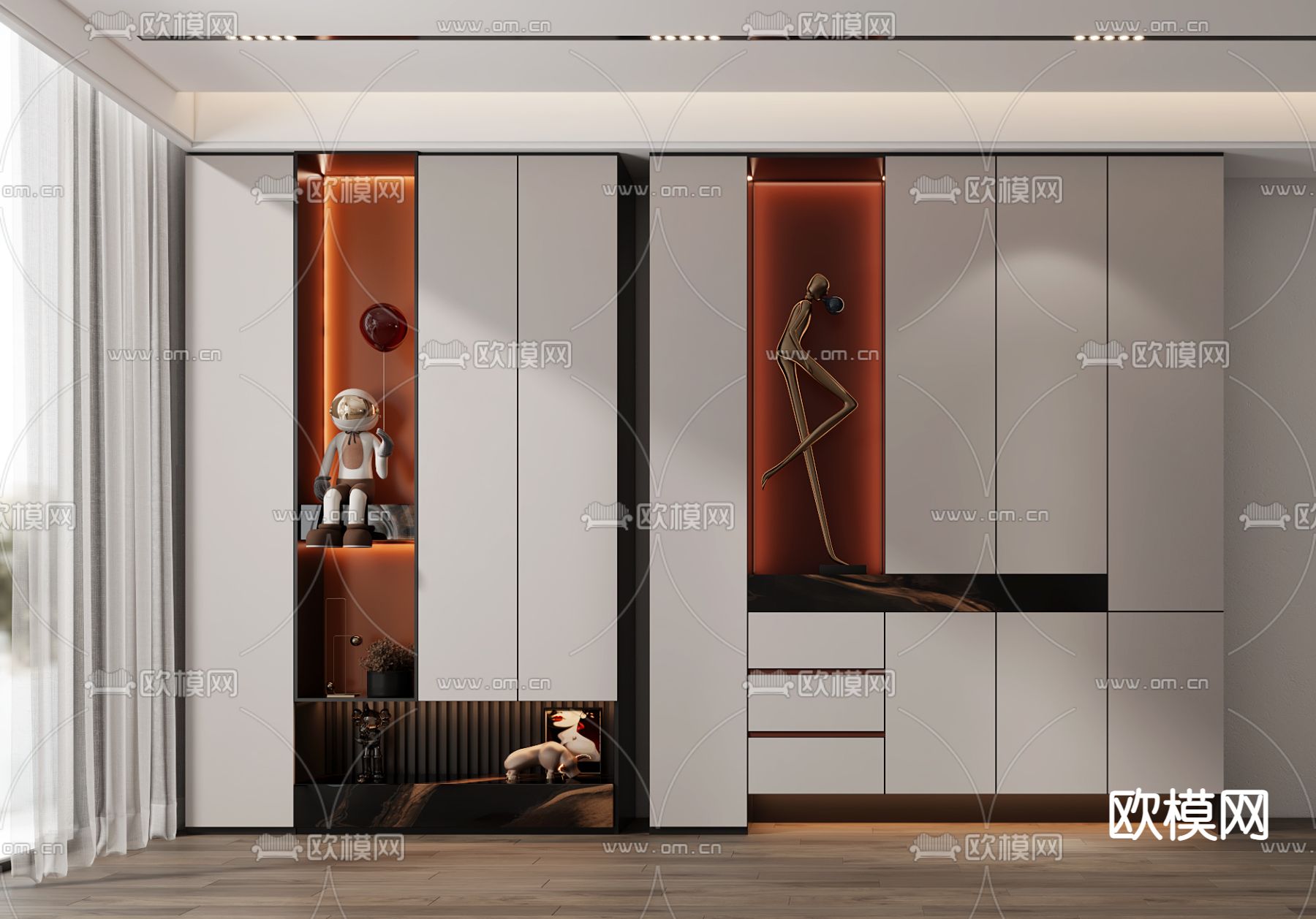 现代玄关鞋柜3d模型下载