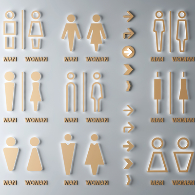 现代卫生间指示牌标识牌su模型 