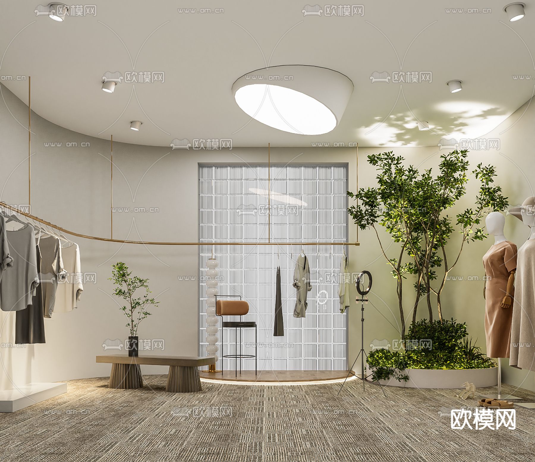 现代服装店直播间3d模型下载