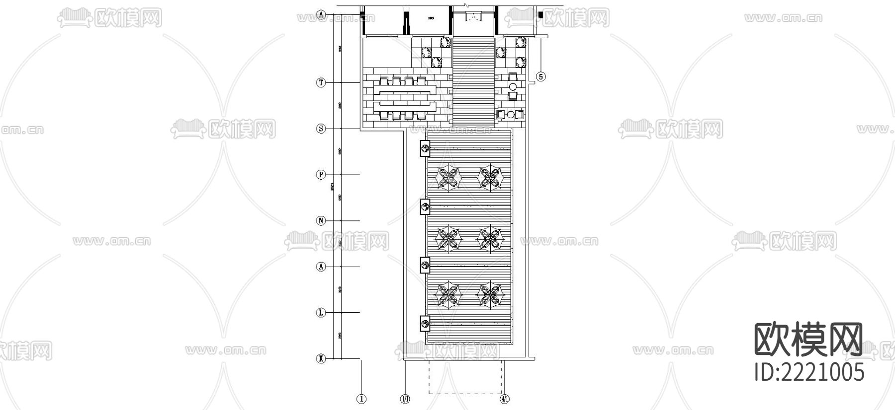 5层屋顶花园cad施工图下载（渲染图4）