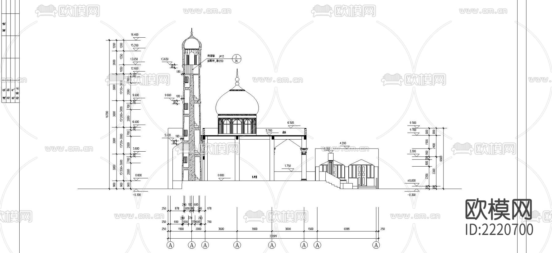 伊斯兰教清真寺CAD施工图下载（渲染图1）