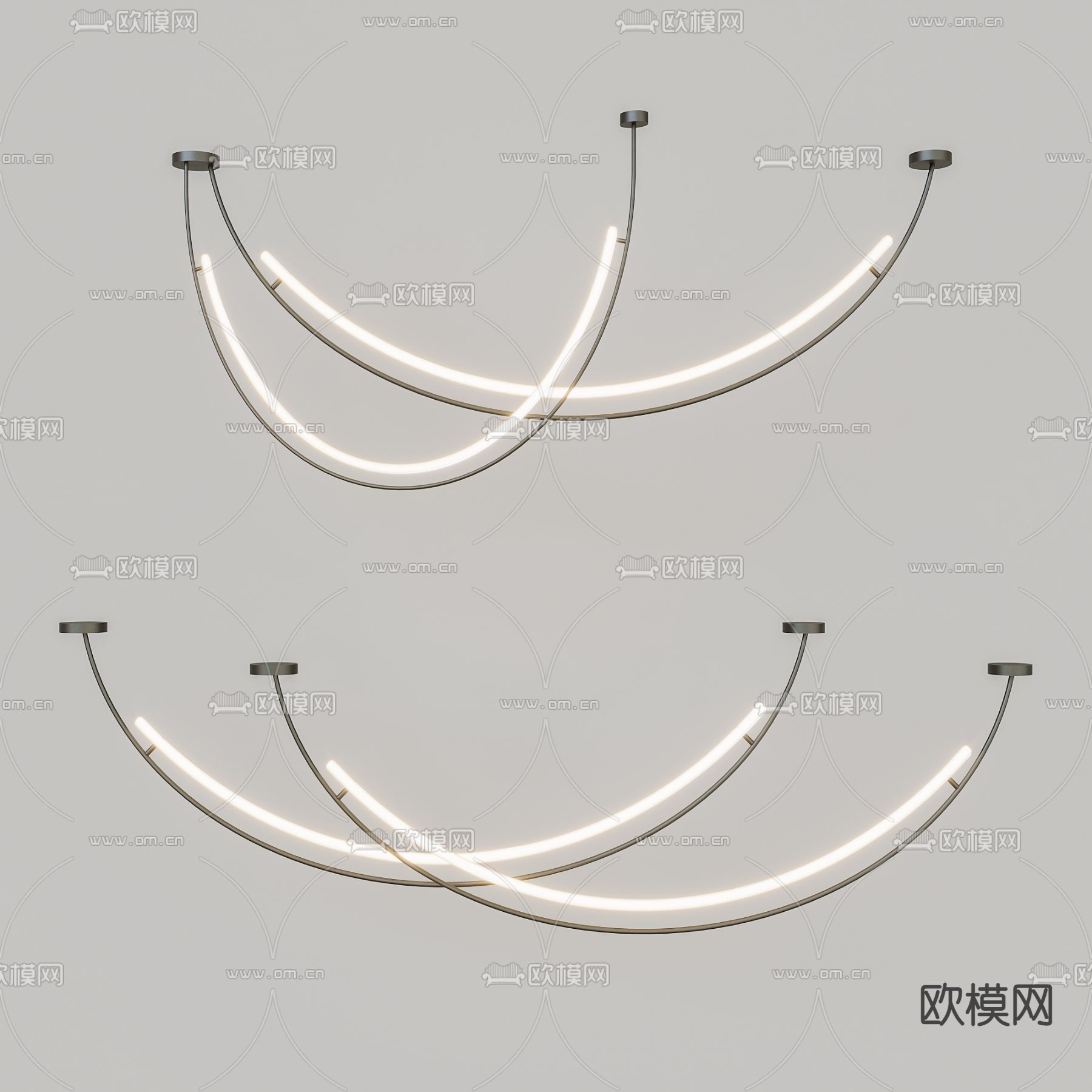 现代金属吊灯su模型