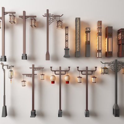  中式路灯庭院灯su模型 