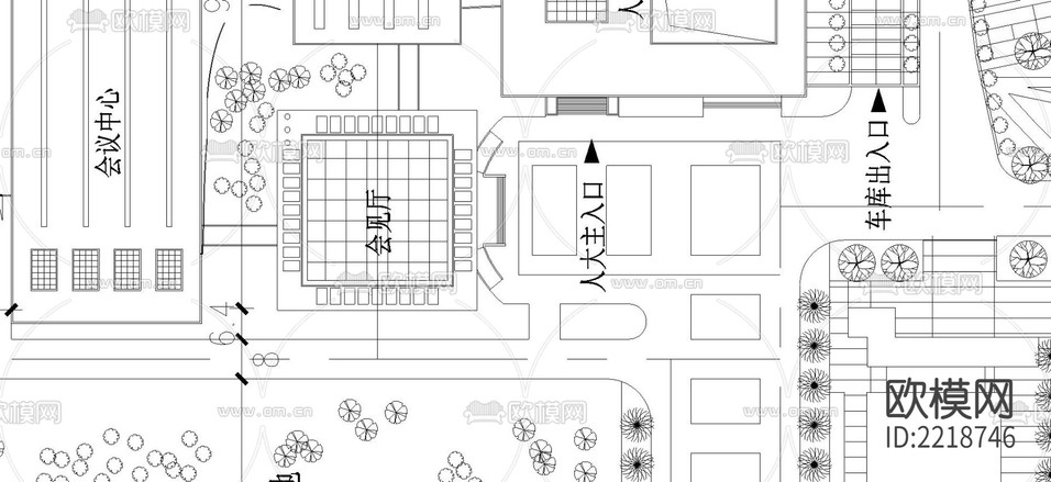 行政中心規(guī)劃總平面CAD施工圖下載(渲染圖2)