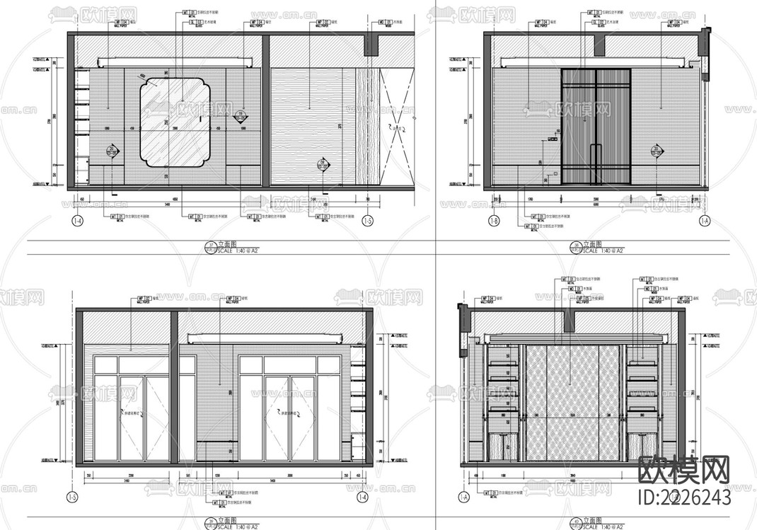新中式销售中心cad施工图-免费3dmax模型库-欧模网