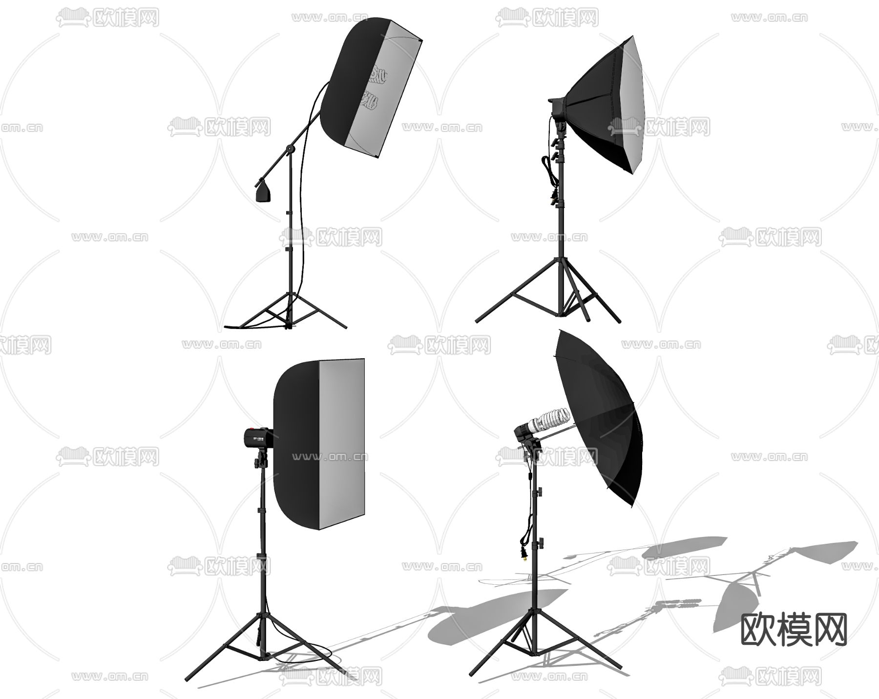 现代落地补光灯su模型下载（渲染图2）