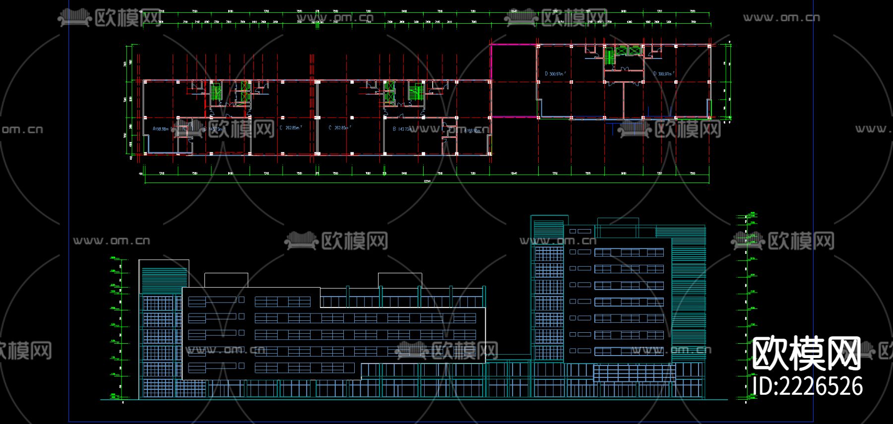 商住楼cad施工图下载（渲染图2）