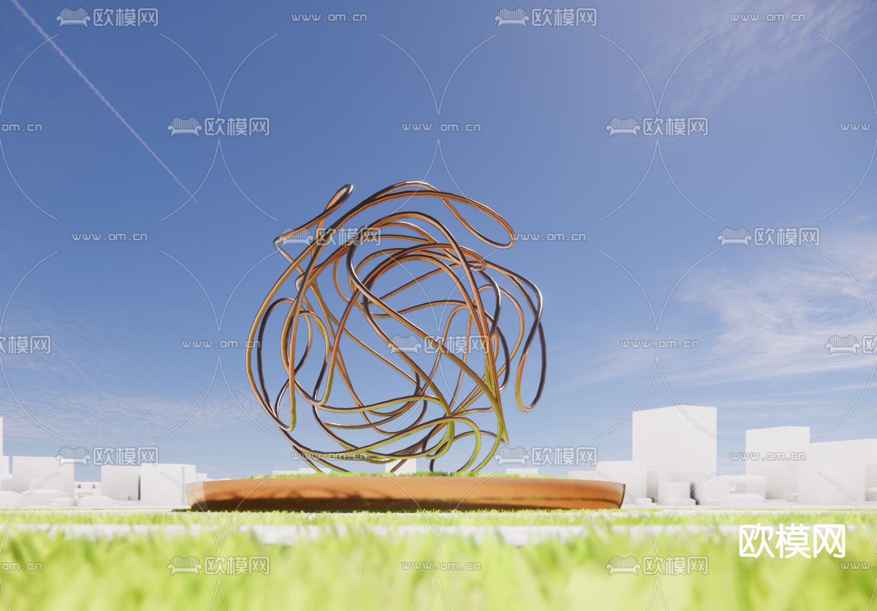 现代球形线条雕塑小品su模型下载_ID12060996_sketchup模型下载-欧模网