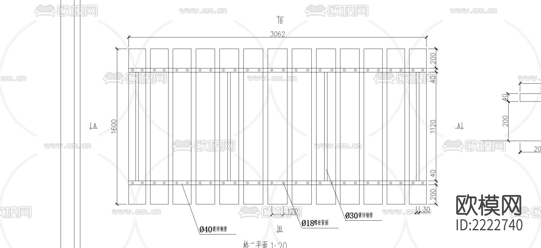溪桥cad大样图下载（渲染图3）