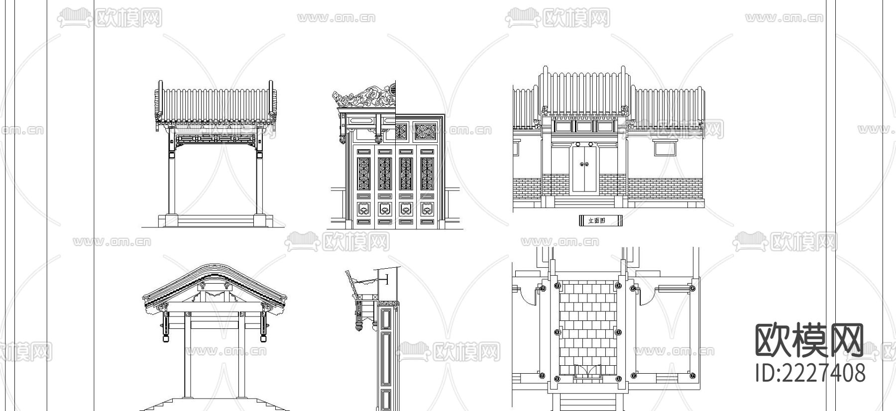 古建筑cad施工图下载（渲染图2）