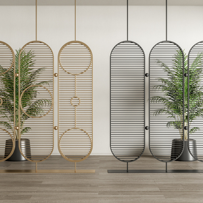 现代金属隔断屏风su模型