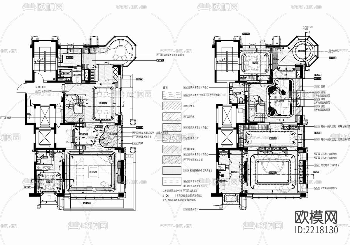400㎡别墅CAD施工图下载（渲染图2）