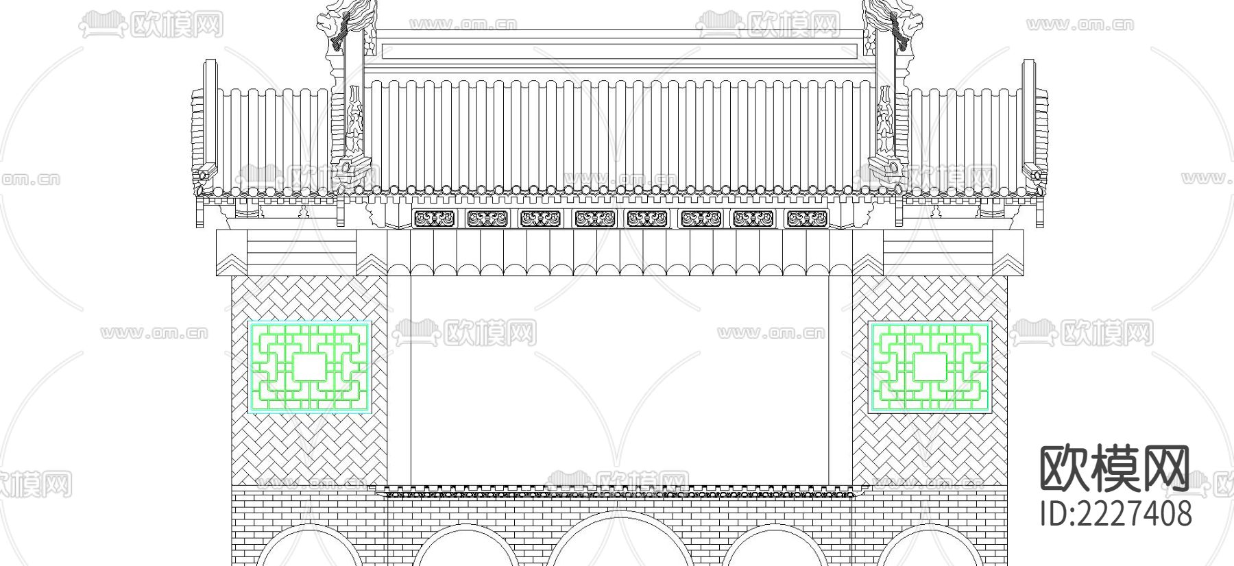 古建筑cad施工图下载（渲染图3）