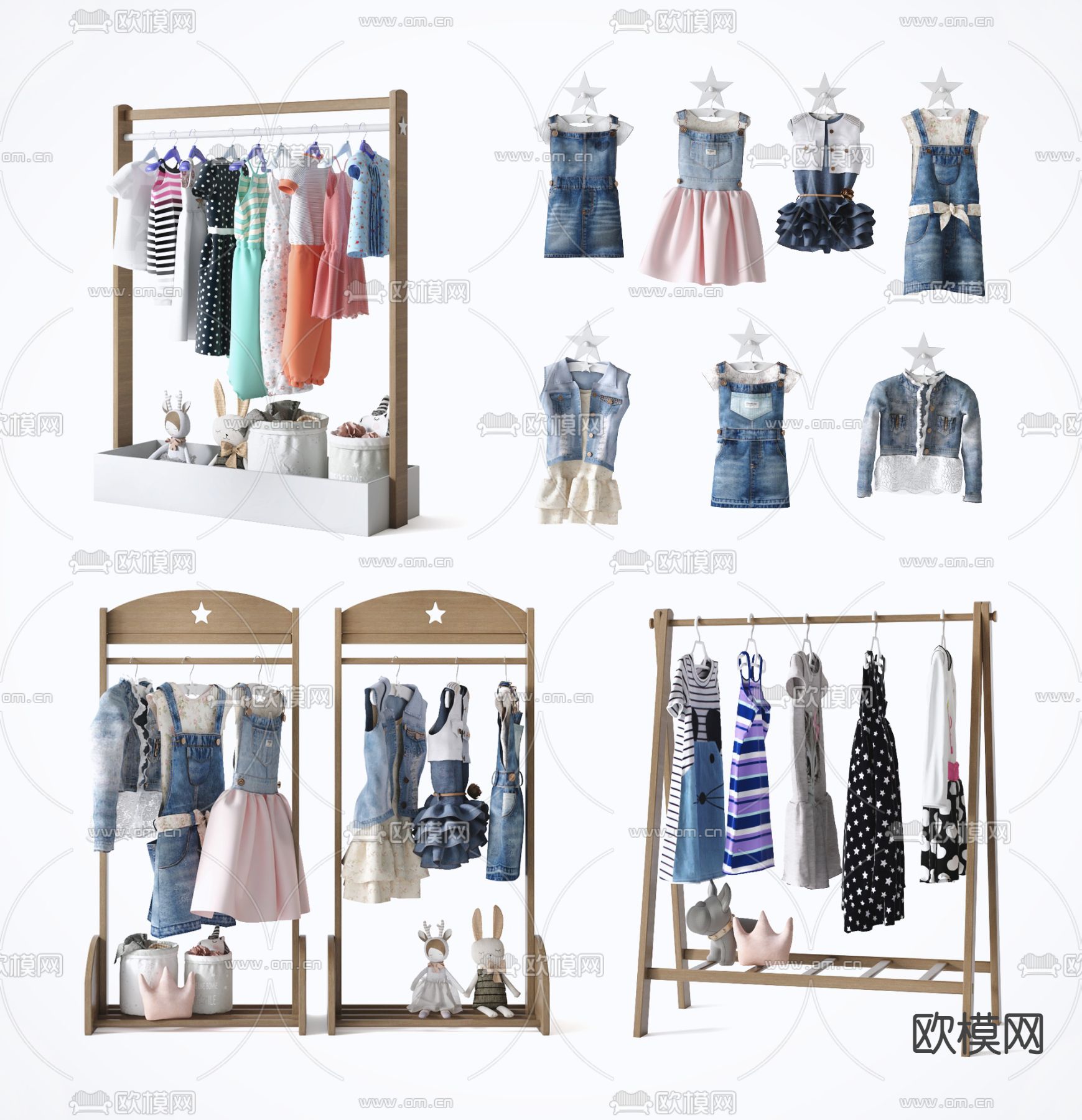 现代儿童衣服服饰su模型下载（渲染图1）