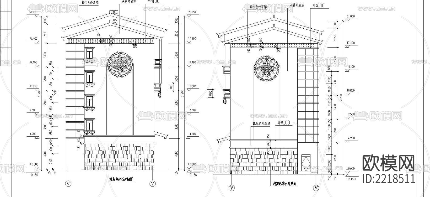 藏式建筑外观CAD施工图下载（渲染图1）
