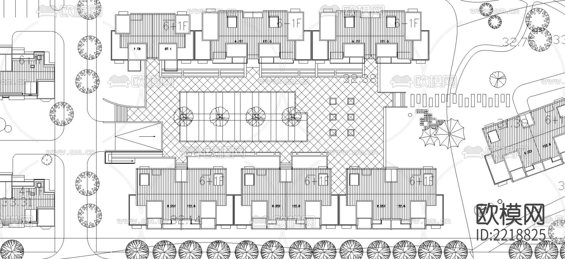 会峰山庄总平面CAD施工图下载（渲染图1）