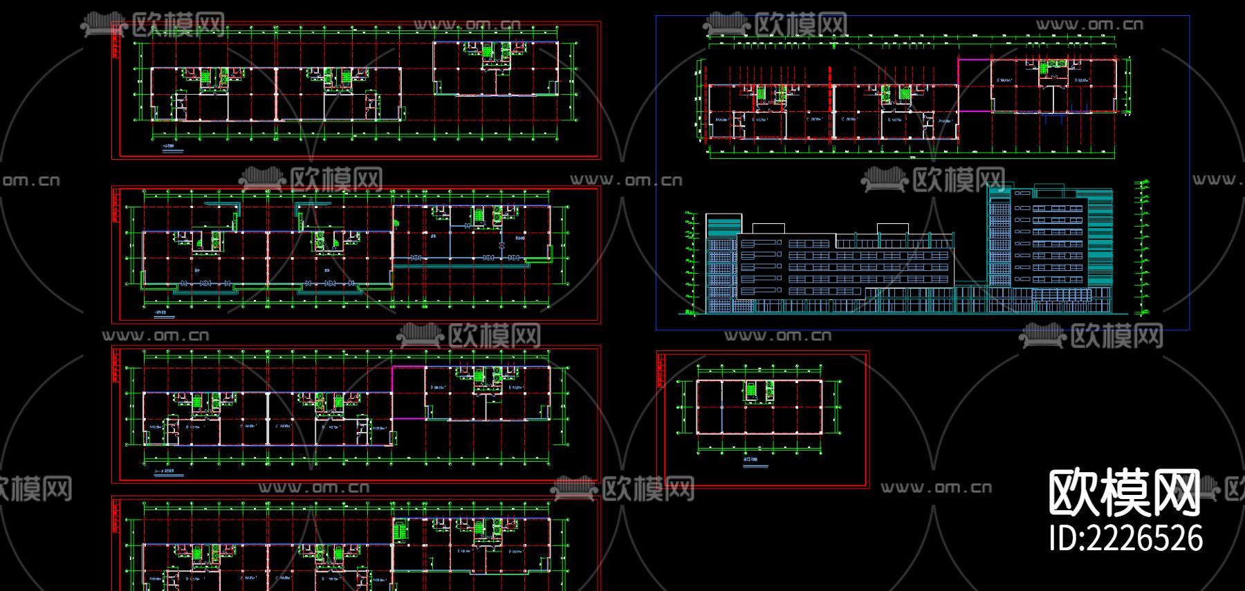商住楼cad施工图下载（渲染图1）