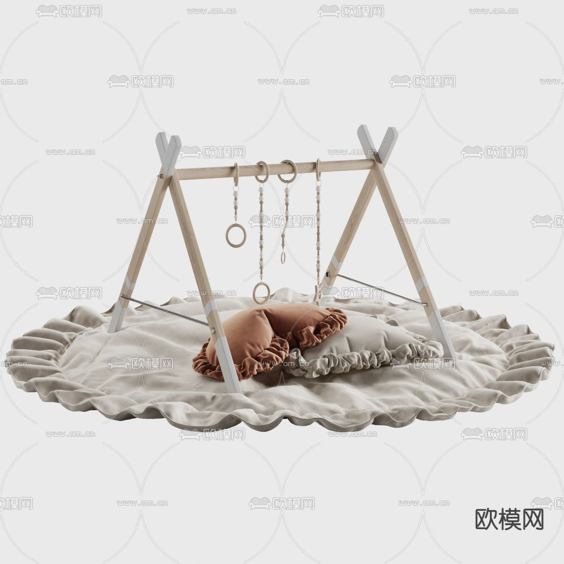 现代儿童米白色布艺体操垫3d模型下载