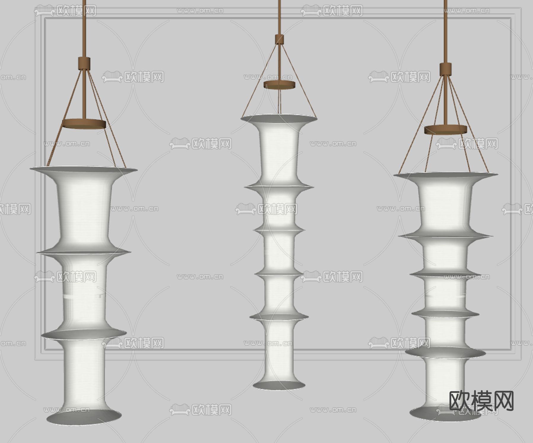 侘寂风创意吊灯su模型下载（渲染图2）