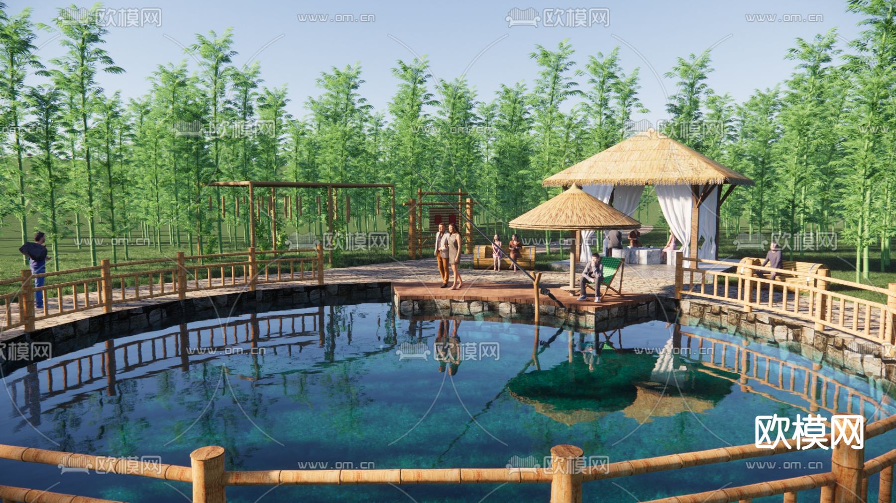 现代竹文化公园景观su模型下载（渲染图2）