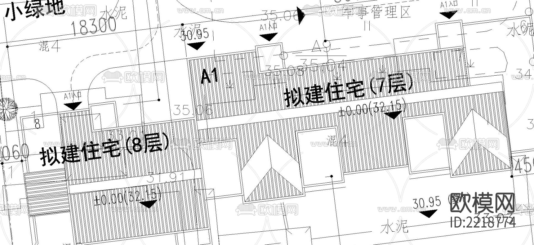 经济适用民住房CAD施工图下载（渲染图1）