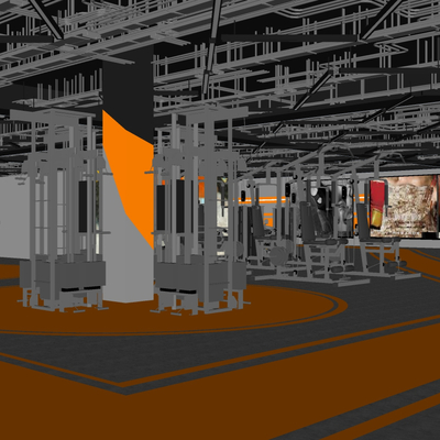  现代健身房su模型 