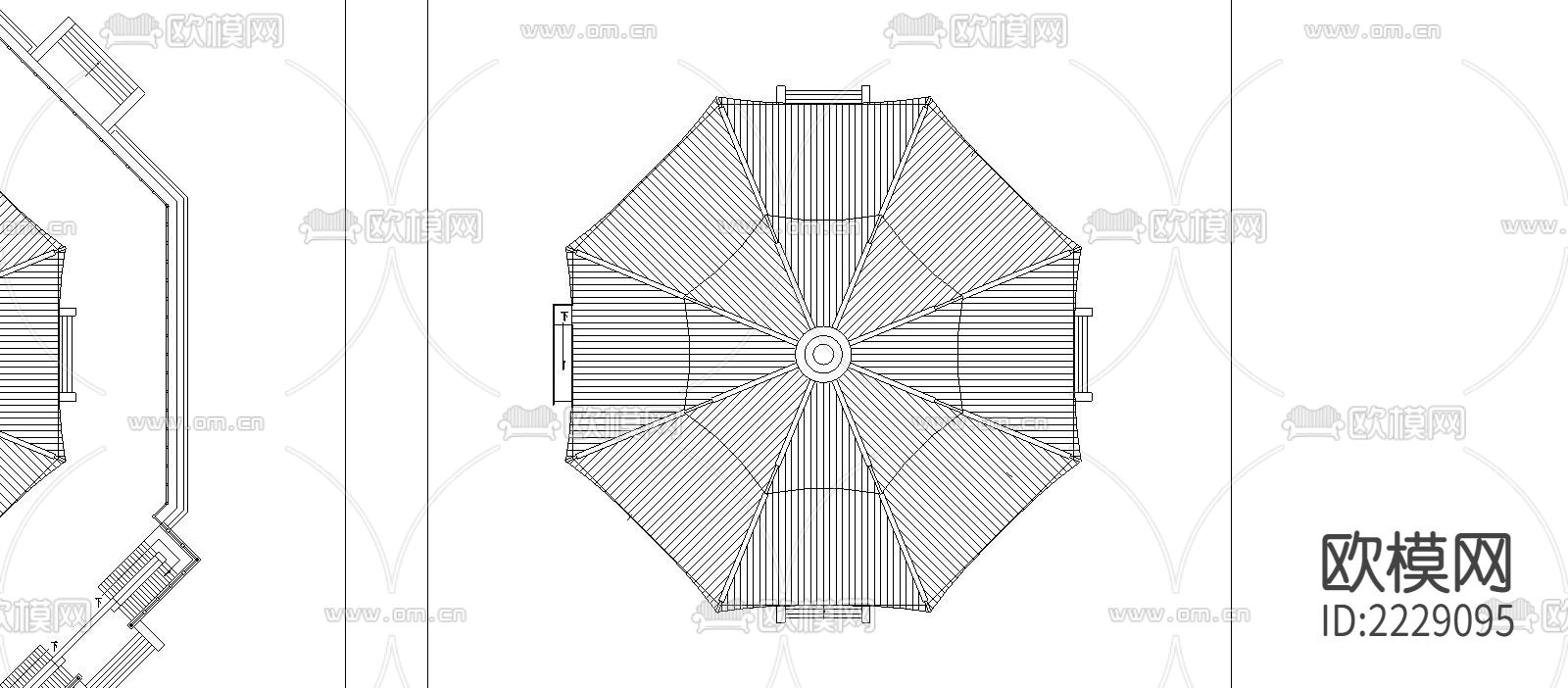 雷峰塔外观cad施工图下载（渲染图3）
