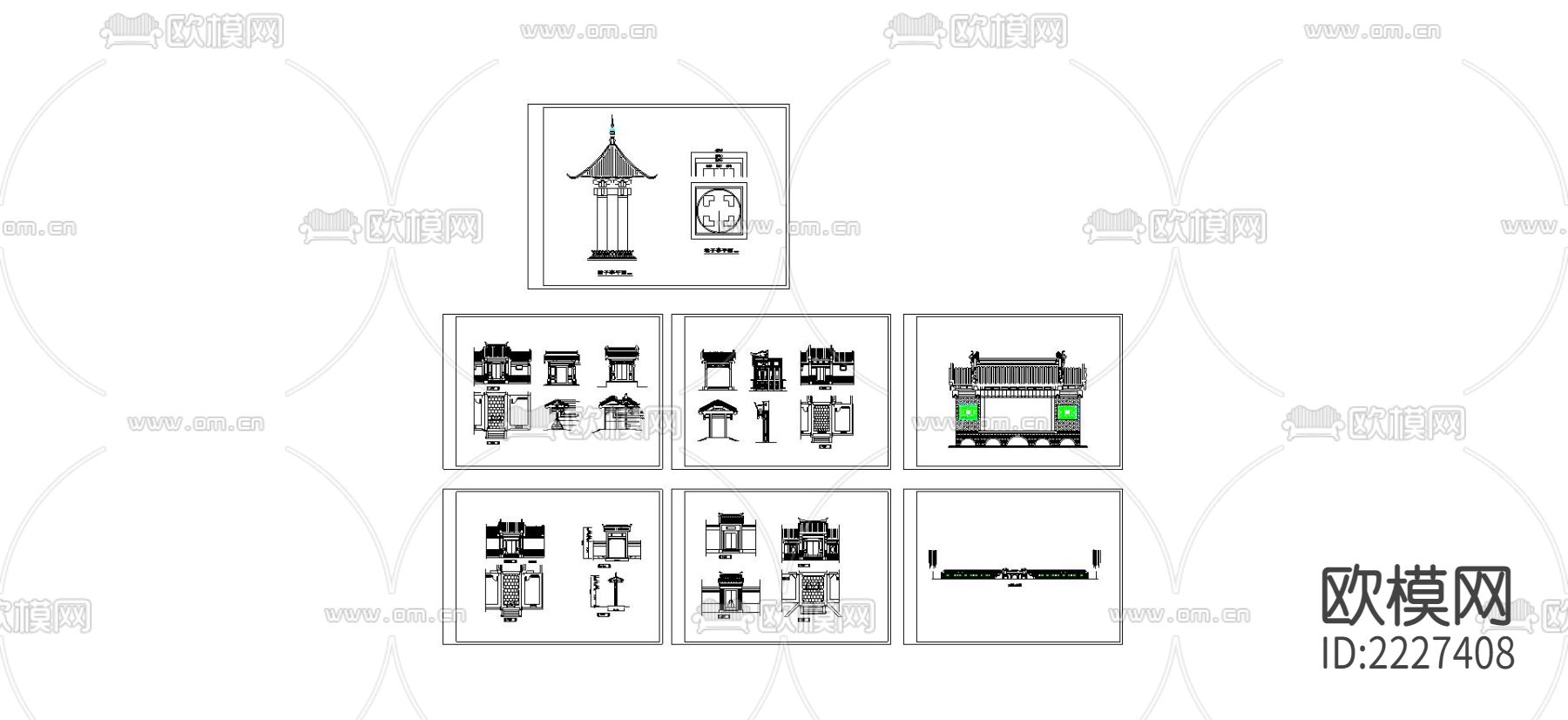 古建筑cad施工图下载（渲染图4）