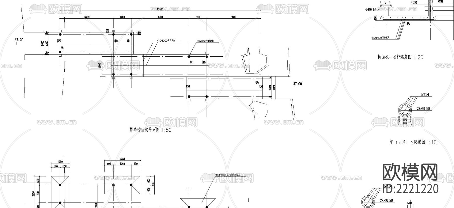 木桥亭cad大样图下载（渲染图2）