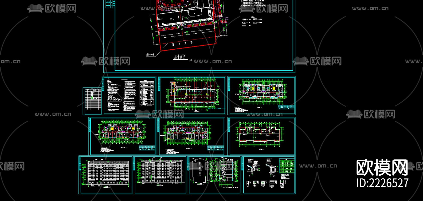 商住楼cad施工图下载（渲染图1）