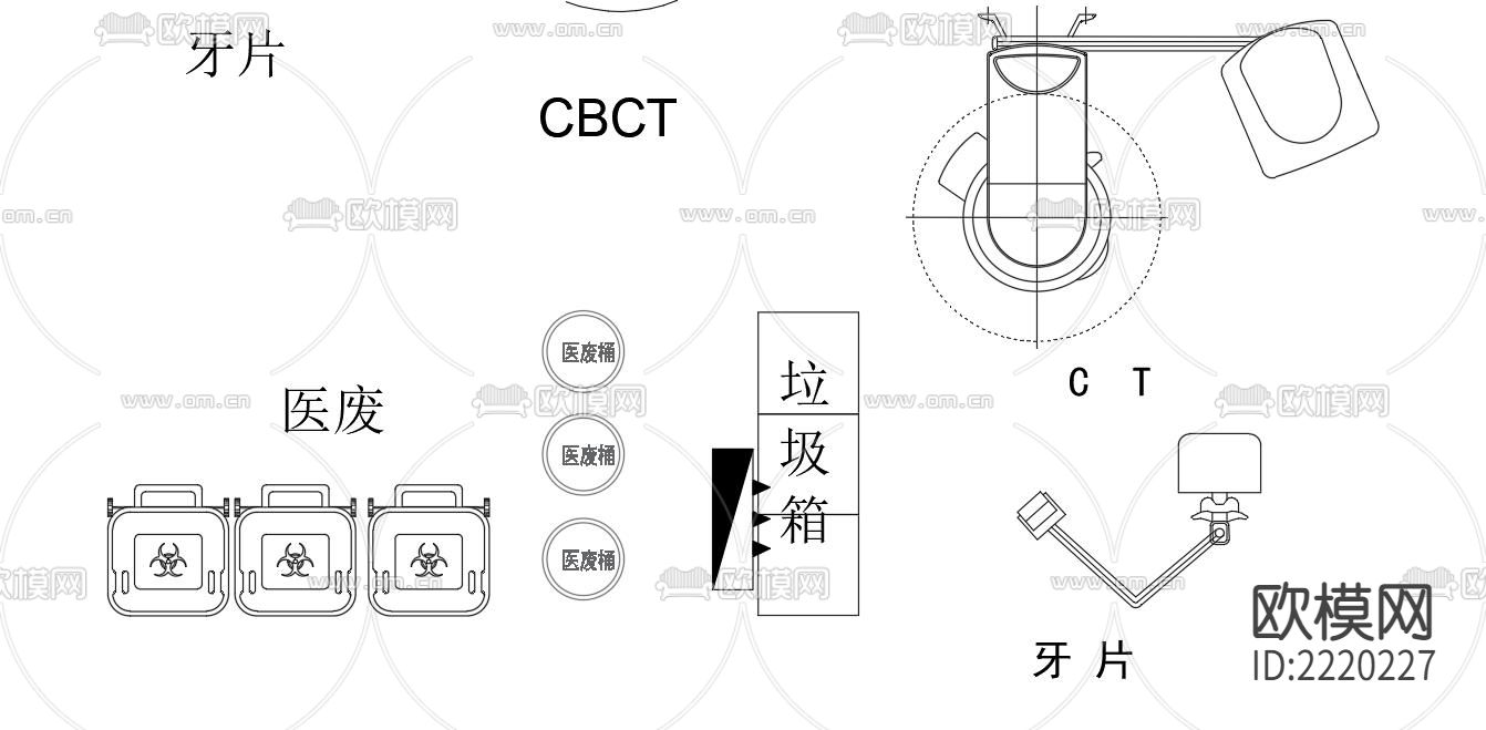 牙科诊室牙椅口腔医院设备CAD图库下载（渲染图2）