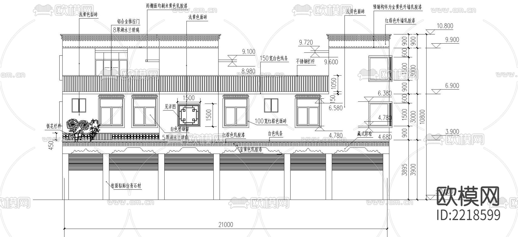 藏式建筑平面布置CAD施工图下载（渲染图1）
