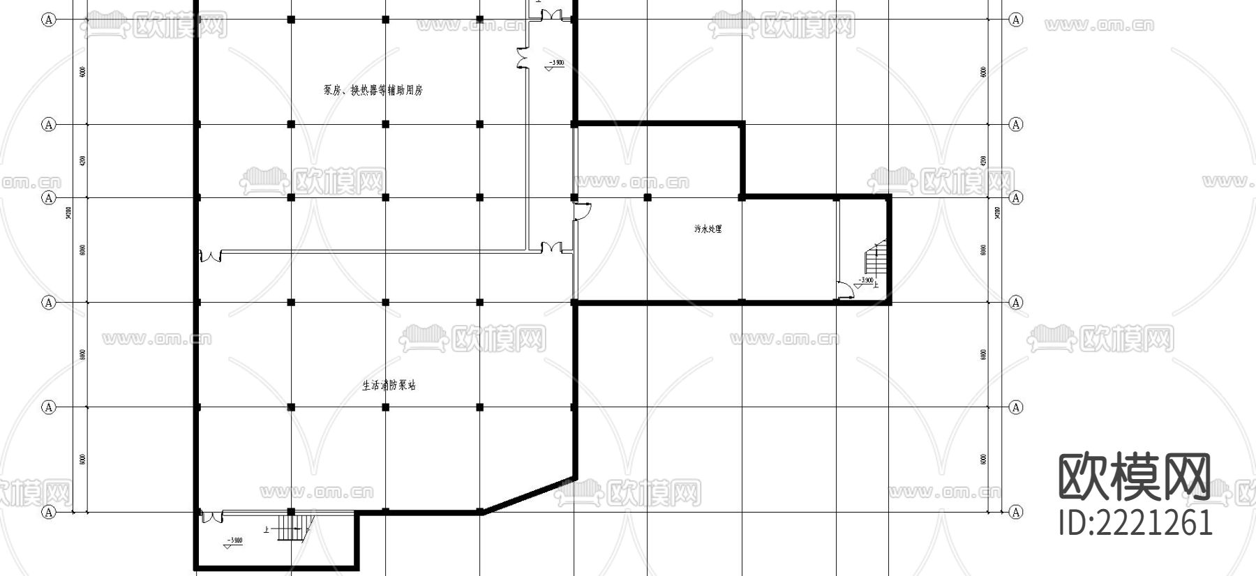 营养厨房锅炉房CAD施工图下载（渲染图2）