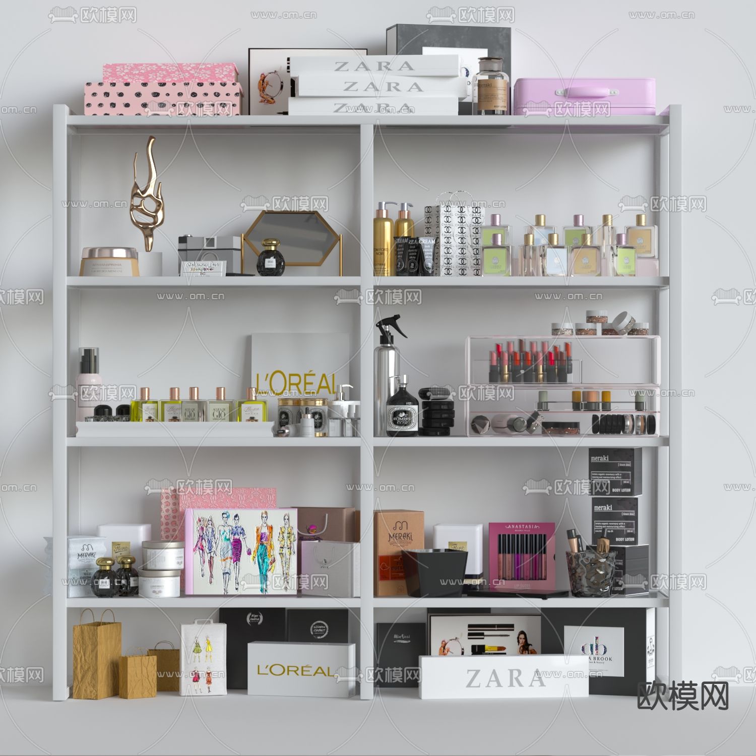 现代化妆品展示架3d模型下载