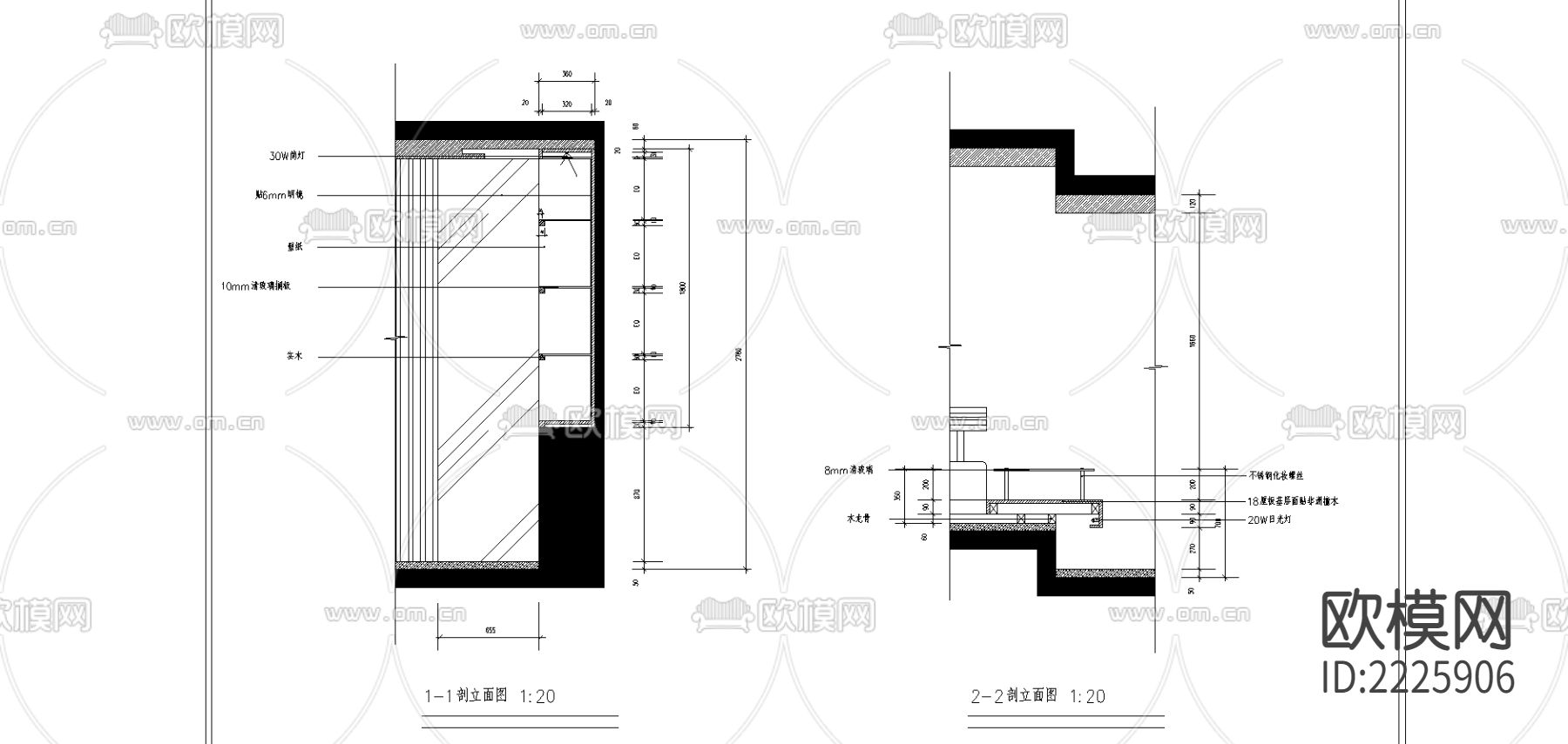 石膏板cad大样图下载（渲染图2）