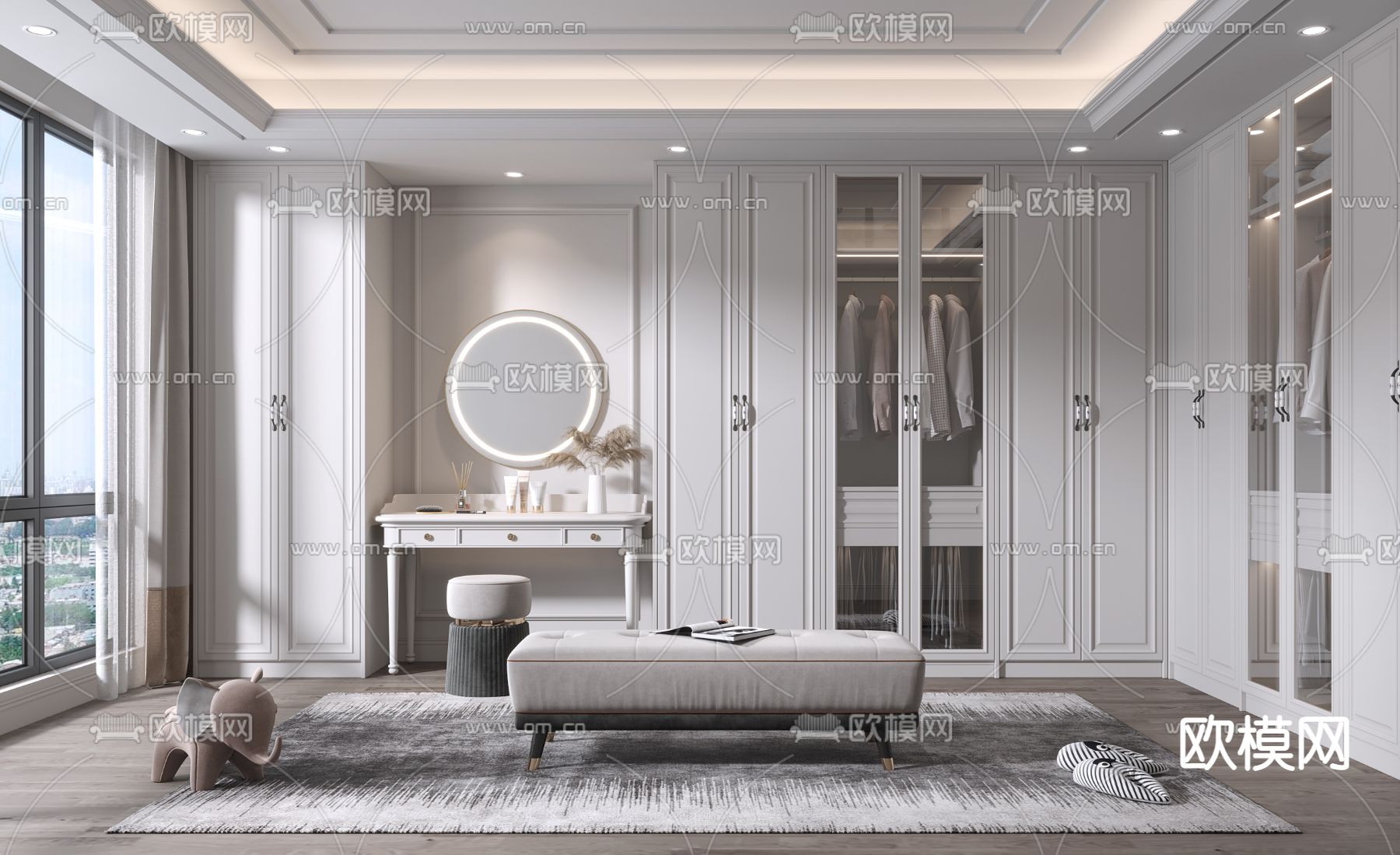 美式衣帽间su模型下载（渲染图1）