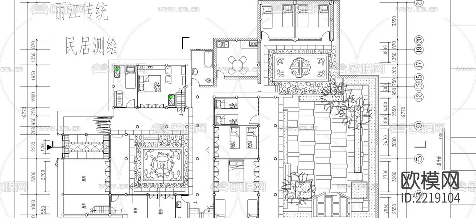 麗江古建測繪cad施工圖下載(渲染圖3)