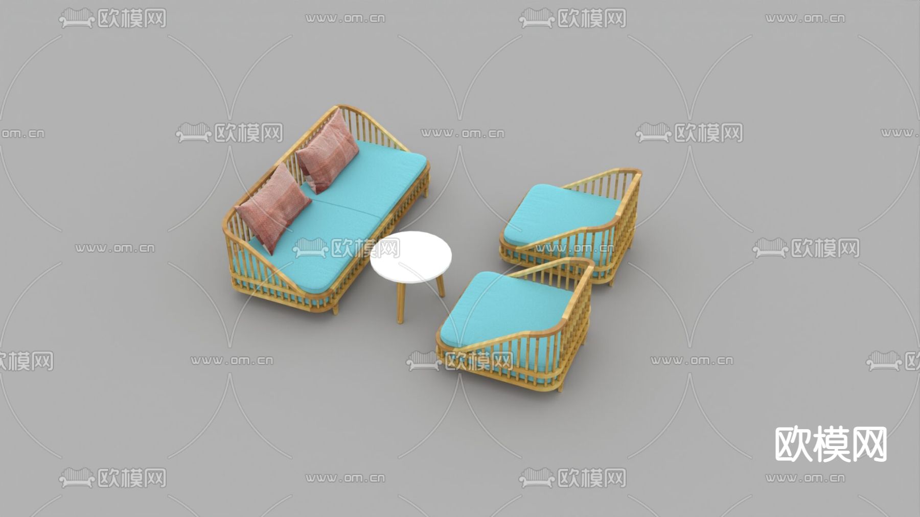 北欧简约实木布艺休闲桌椅免费3d模型下载