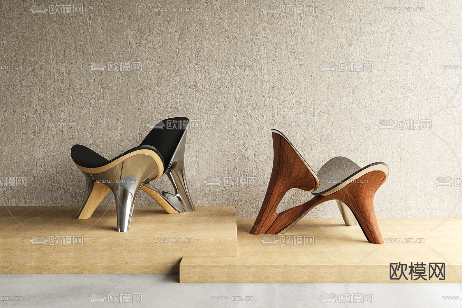 Poliform现代金属创意休闲椅3d模型下载