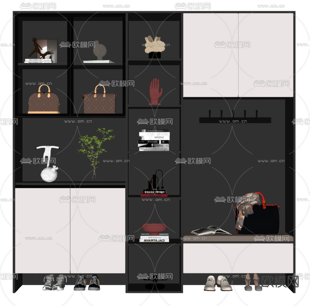 现代鞋柜su模型